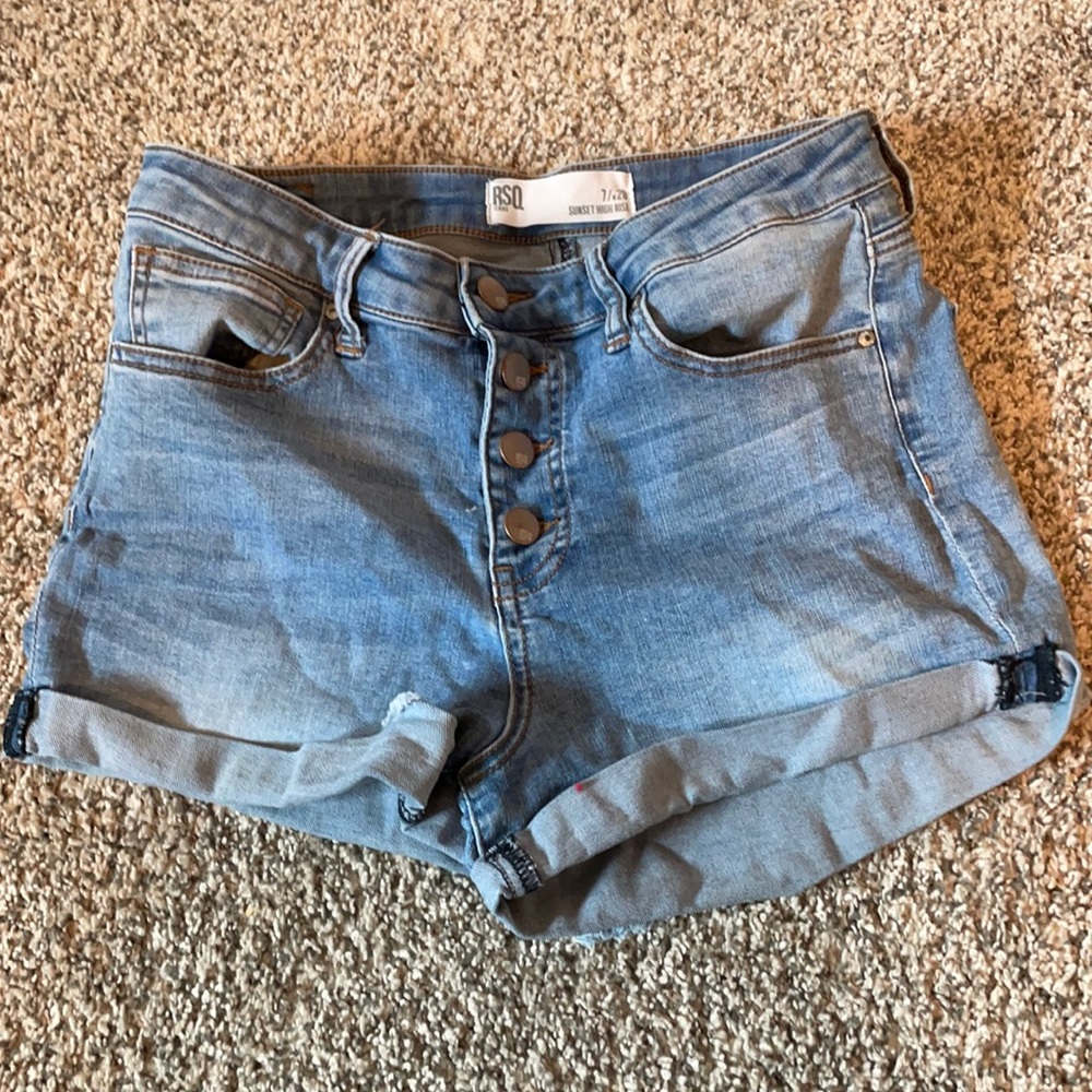 light blue jean shorts